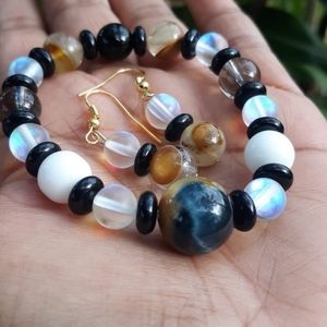 Healing stone bracelet and earring